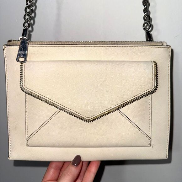 Rebecca Minkoff Leo Envelope Leather Clutch Crossbody - Ivory - Picture 4 of 8